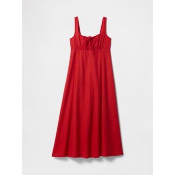 GAP Lněné maxi šaty Červená