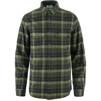 FJÄLLRÄVEN Singi Heavy Flannel Shirt M Black-Deep Forest