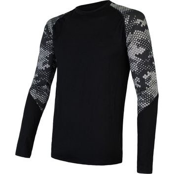 SENSOR MERINO IMPRESS pánské triko dl. rukáv černá/honeycomb
