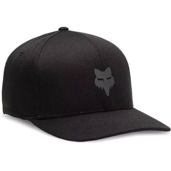 FOX Fox Head Tech Flexfit Hat, Black/Charcoal