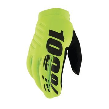 100% BRISKER Gloves, Fluo Yellow/Black