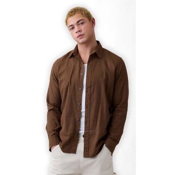 GAP 887952-05 Košile z lněné směsi Standard Fit Hnědá