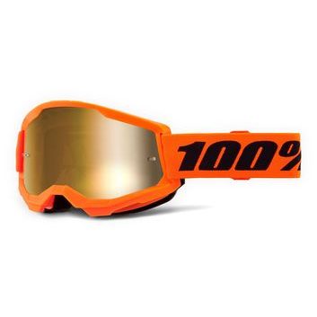 100% STRATA 2 Goggle Neon Orange - True Gold Mirror Lens