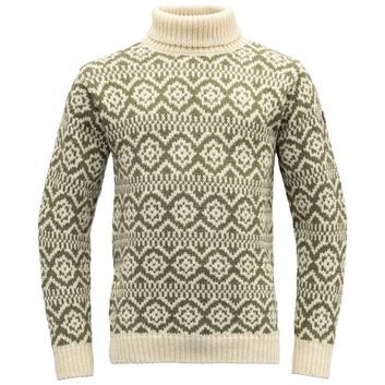 DEVOLD Hoddevik Wool High Neck, Offwhite/Olive