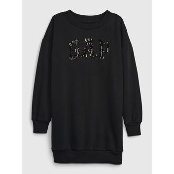 GAP 815182-01 Dětské mikinové šaty s logem, Černá