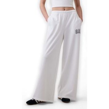 GAP 887992-04 Tepláky s logem Wide-Leg Bílá