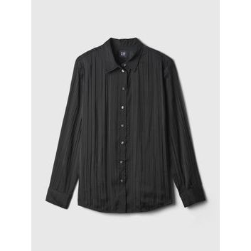 GAP Saténová košile Boyfriend Černá