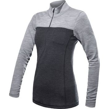 SENSOR MERINO BOLD dámské triko dl.rukáv zip anthracite/cool gray