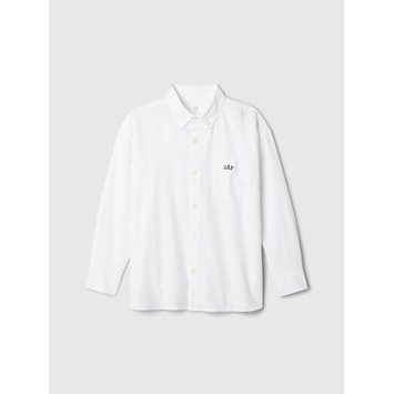 GAP Dětská oversize košile Oxford Bílá