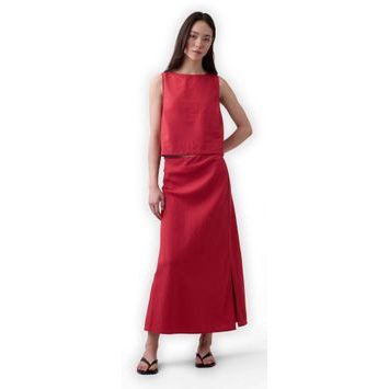 GAP 894387-03 Maxi sukně z lněné směsi Červená