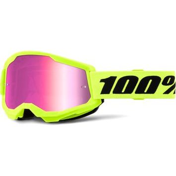 100% STRATA 2 Goggle Neon Yellow - Mirror Pink Lens