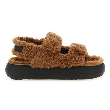 MOON BOOT SHEARLING SANDAL, COGNAC