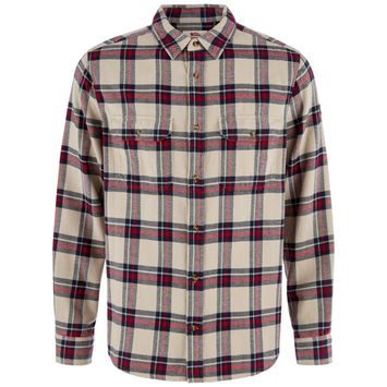 FJÄLLRÄVEN Övik Heavy Flannel Shirt M Light Fossil-Deep Red