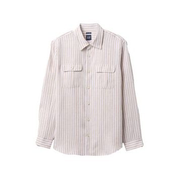 GAP Lněná košile Classic Shirt Béžová