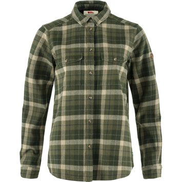 FJÄLLRÄVEN Värmland Heavy Flannel Shirt W Green-Deep Forest