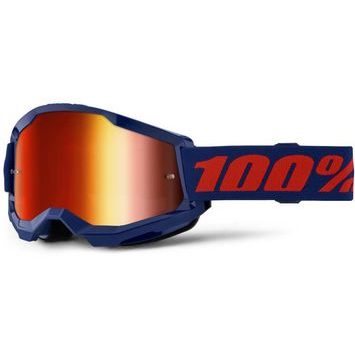 100% STRATA 2 Goggle Navy - Mirror Red Lens