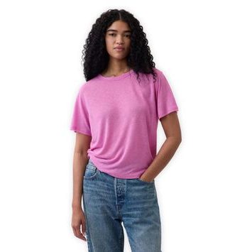 GAP 886584-02 Tričko z lněné směsi Růžová