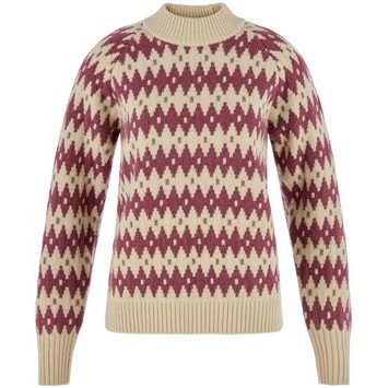FJÄLLRÄVEN Övik Jacquard Knit W Light Beige-Mesa Purple