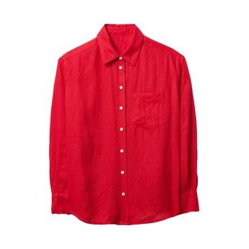 GAP Lněná oversize košile Big Shirt Červená