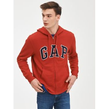 GAP 490384-08 Mikina na zip logo GAP french terry Červená