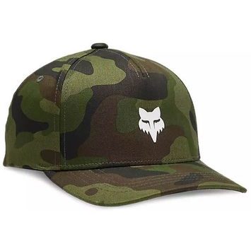 FOX Yth Fox Head Camo 110 Sb Hat, Green Camo