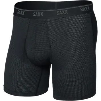 SAXX QUEST QUICK-DRY MESH BOXER BRIEF FLY black