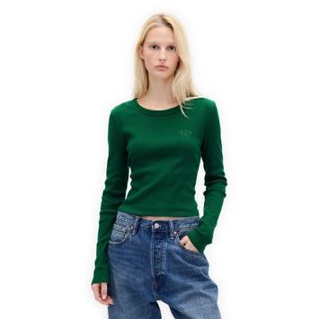 GAP 801017-03 Žebrované crop tričko Zelená