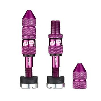 E*THIRTEEN Schrader Quickfill Tubeless Valves | Gen2 | 23-31mm Depth | 2 Pieces | Eggplant