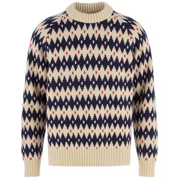 FJÄLLRÄVEN Övik Jacquard Knit M Light Beige-Dark Navy