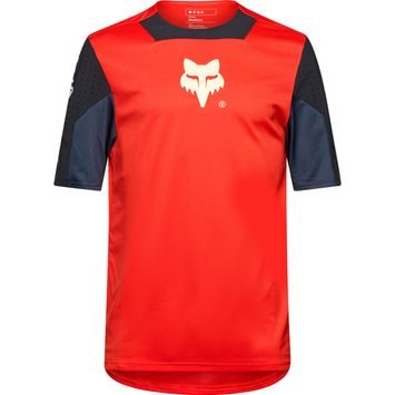 FOX Yth Defend Ss Jersey Elevated Fluorescent Red