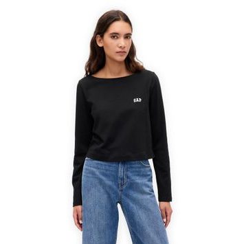 GAP 821812-00 Crop tričko VintageSoft Heavyweight Černá