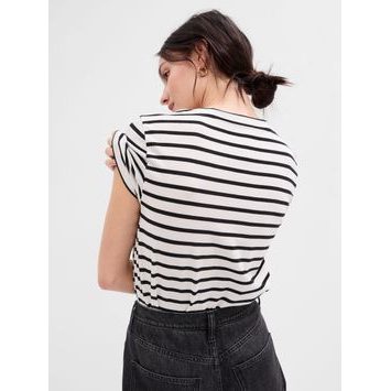 GAP 616788-01 Pruhované tričko s logem Bílá