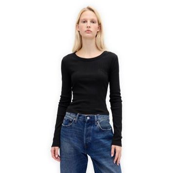 GAP 801017-04 Žebrované crop tričko Černá