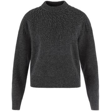 FJÄLLRÄVEN Övik Solid Jacquard Knit W Dark Grey