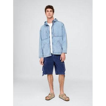 GAP 767470-00 Džínová oversize bunda Ripstop Modrá