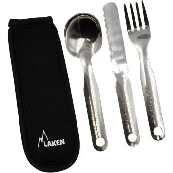LAKEN Stainless Steel Cutlery Set with Neoprene Cover Lunar Silver
