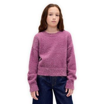 GAP 853251-01 Dětský chlupatý svetr s metalickou nití Růžová