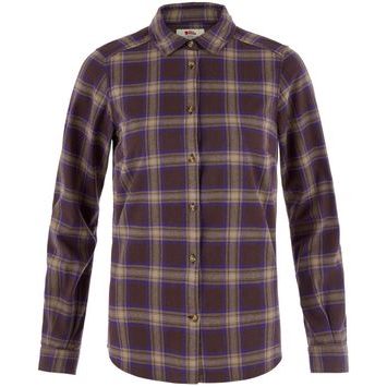 FJÄLLRÄVEN Övik Classic Flannel Shirt W Black Oak-Dark Violet
