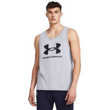 UNDER ARMOUR SPORTSTYLE LOGO TANK, Steel Light Heather / Black