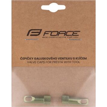 FORCE čepičky galuskového ventilku s klíčem, hliník, zelené