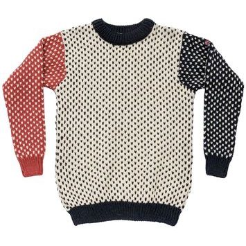 DEVOLD Nordsjø Wool Sweater Offwhite/Navy/Marsala