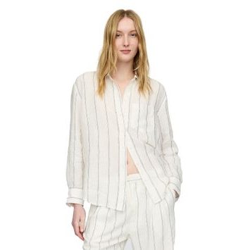 GAP Lněná oversize košile Big Shirt Bílá