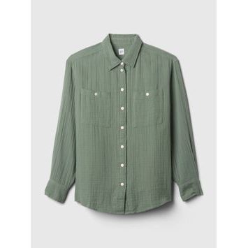 GAP 876065-00 Mušelínová košile oversize Zelená