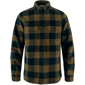 FJÄLLRÄVEN Övik Heavy Flannel Shirt M Wood Brown-Dark Navy