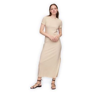 GAP 798958-03 Maxi žebrované šaty Béžová