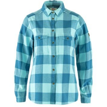 FJÄLLRÄVEN Övik Heavy Flannel Shirt W Dawn Blue-Breeze Blue
