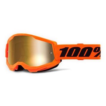 100% STRATA 2 Goggle Neon Orange - True Gold Mirror Lens