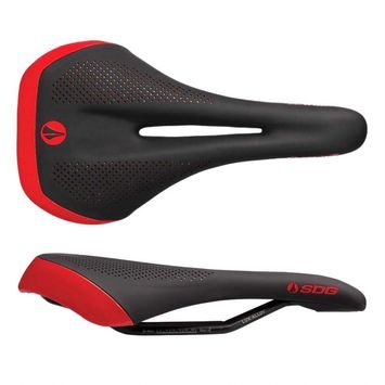 SDG ALLURE V2 Lux-Alloy Saddle Black Microfiber | Red Accents