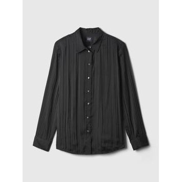 GAP Saténová košile Boyfriend Černá