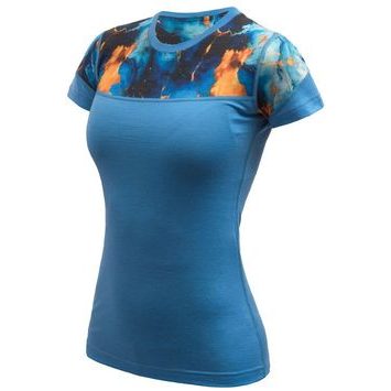 SENSOR MERINO IMPRESS dámské triko kr.rukáv modrá/universe
